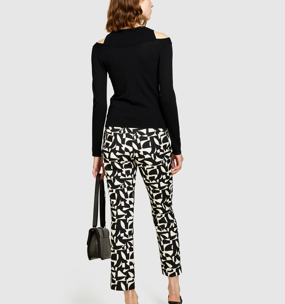 Sweater with porthole - women's crew neck sweaters - Black | Sisley image number 3